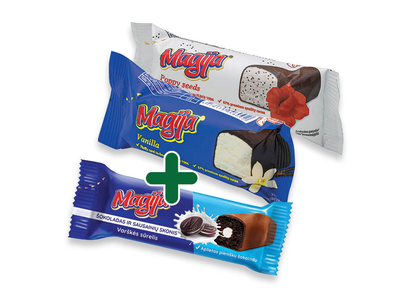 Glaistytas varškės sūrelis MAGIJA
			, 
				 45 g, 10 rūšių, 0,59 Eur/vnt. Ir IKI EXPRESS