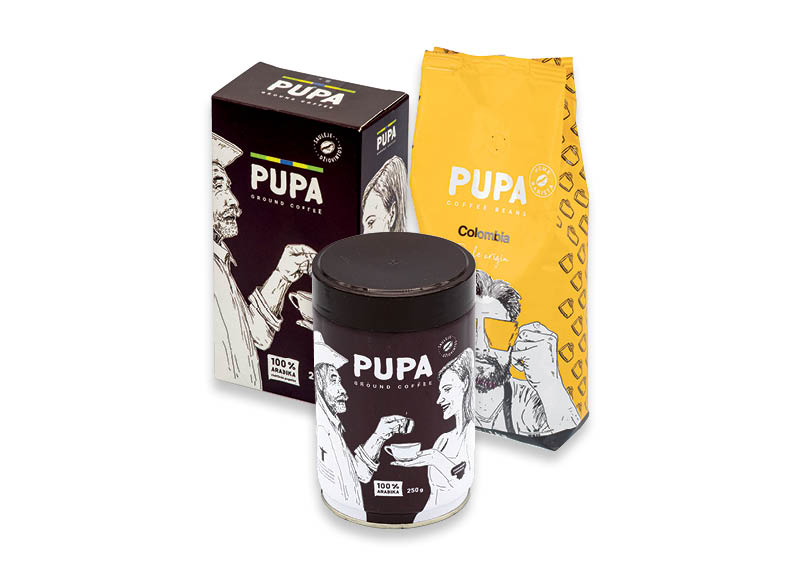 Kavos pupelėms, maltai kavai PUPA
			, 
				 250 g, 1 kg, įvairių rūšių