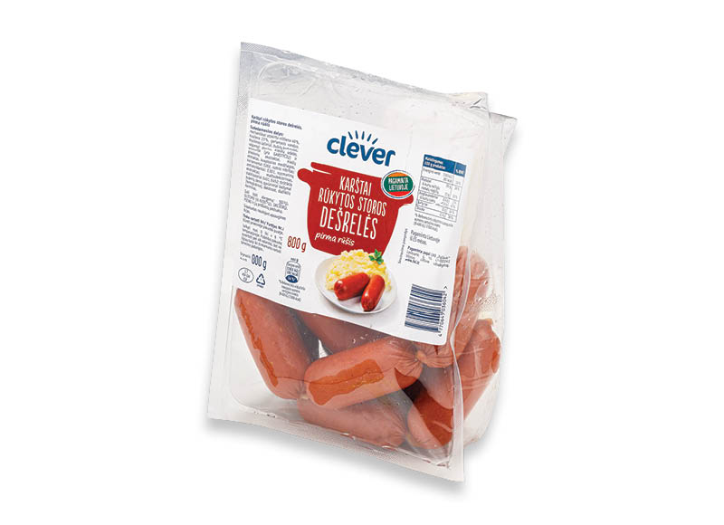 CLEVER karštai rūkytos STOROS dešrelės
,
800 g, 3,99 Eur/kg CLEVER karštai rūkytos STOROS dešrelės
,
800 g, 3,99 Eur/kg