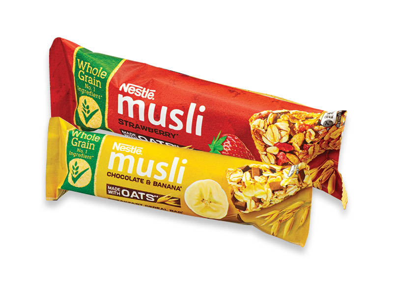 Dribsnių batonėliai MUSLI
			, 
				 35 g, 3 rūšių, 16,86 Eur/kg. A lygio parduotuvėse