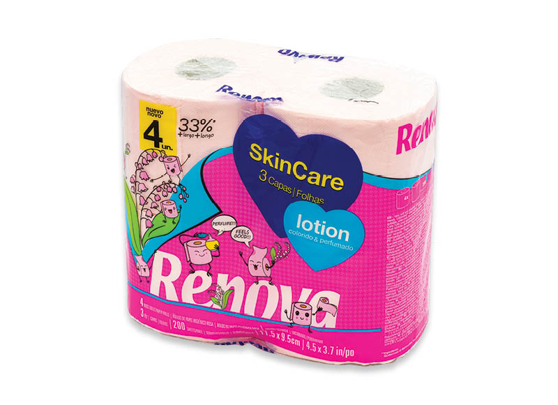 Tualetinis popierius RENOVA SKIN CARE
			, 
				 4 rit., 3 sl., 0,50 Eur/rit. Ir IKI EXPRESS