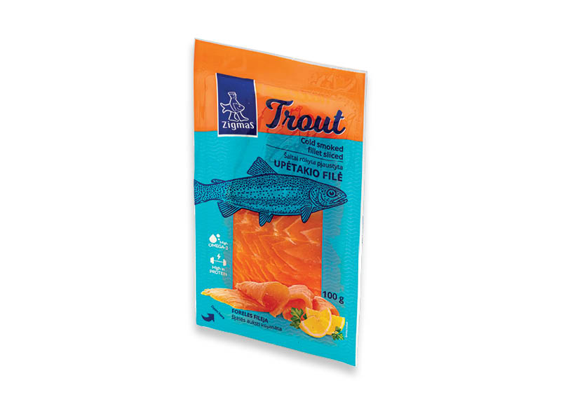 Pjaustyta šaltai rūkyta upėtakių filė ZIGMAS
			, 
				 100 g, 29,90 Eur/kg. A lygio parduotuvėse
