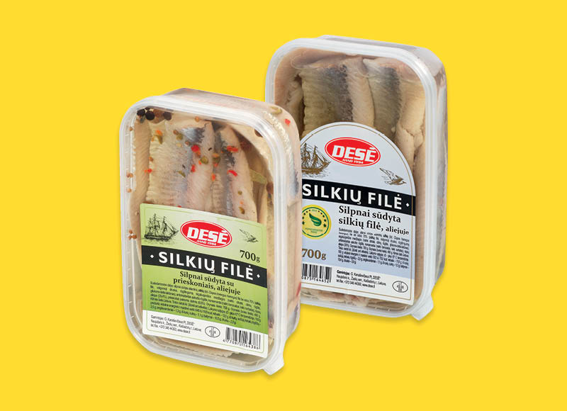 Silpnai sūdyta silkių filė DESĖ aliejuje
			, 
				 700 g, 3 rūšių, 4,99 Eur/kg