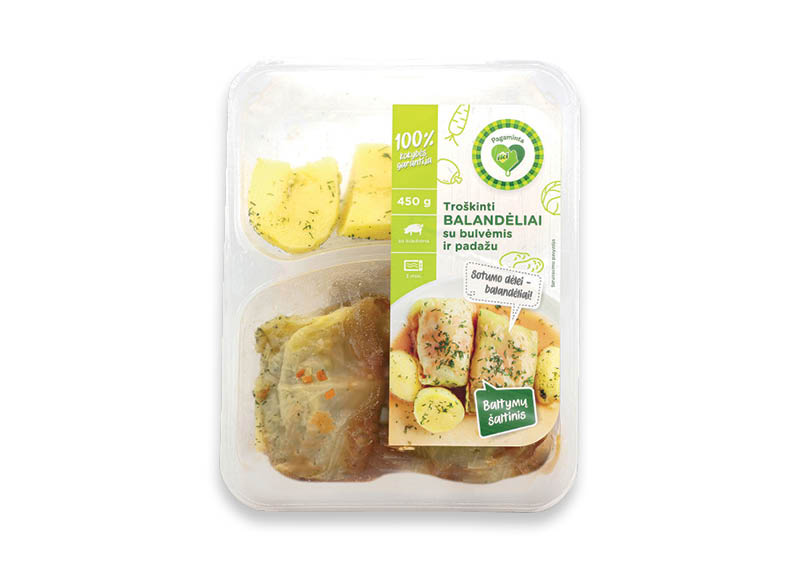 PAGAMINTA IKI troškinti balandėliai su bulvėmis ir padažu
			, 
				 450 g, 7,31 Eur/kg. A lygio parduotuvėse
