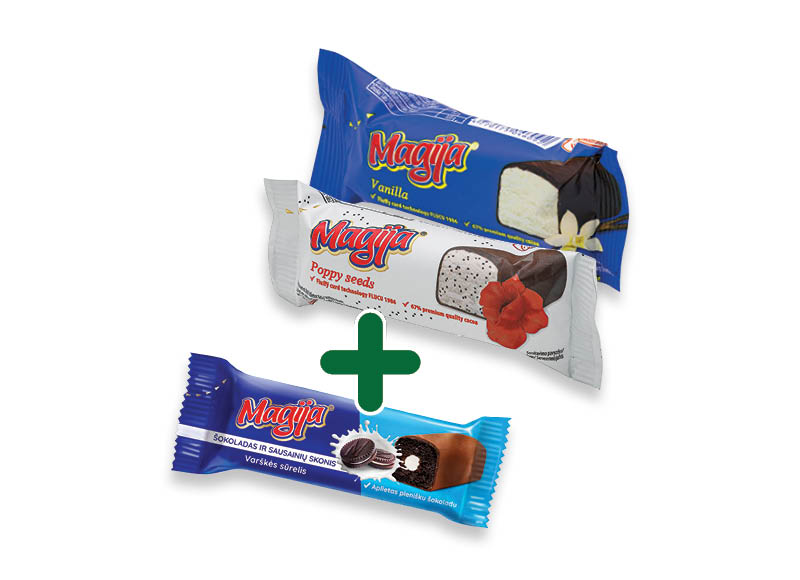 Glaistytas varškės sūrelis MAGIJA
			, 
				 45 g, 10 rūšių, 0,59 Eur/vnt. Ir IKI EXPRESS