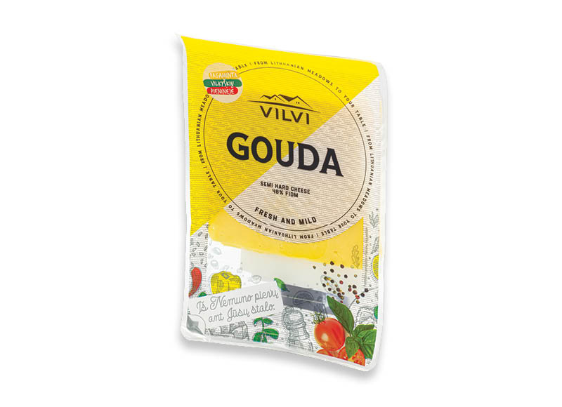 Puskietis sūris VILVI GOUDA riekutėmis
			, 
				 150 g, 45 % rieb., 9,93 Eur/kg