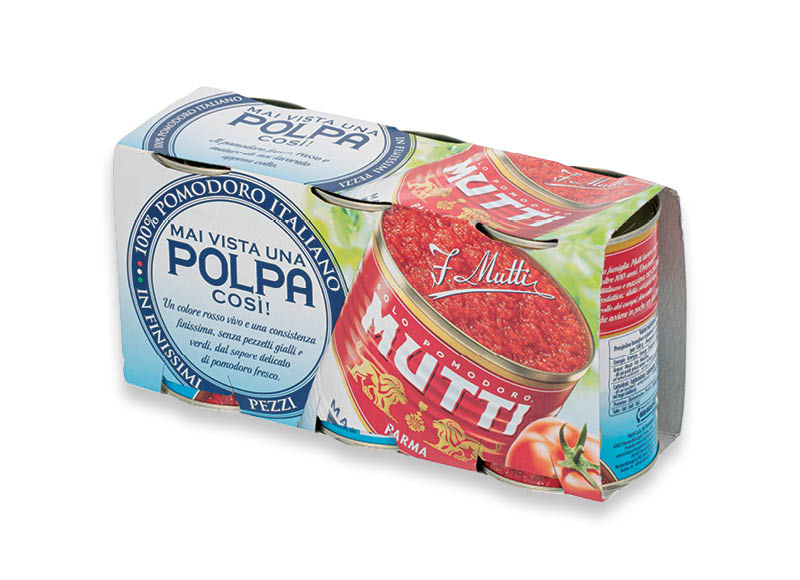 Smulkinti pomidorai MUTTI POLPA
			, 
				 3 x 400 g , 2,49 Eur/kg. A lygio parduotuvėse