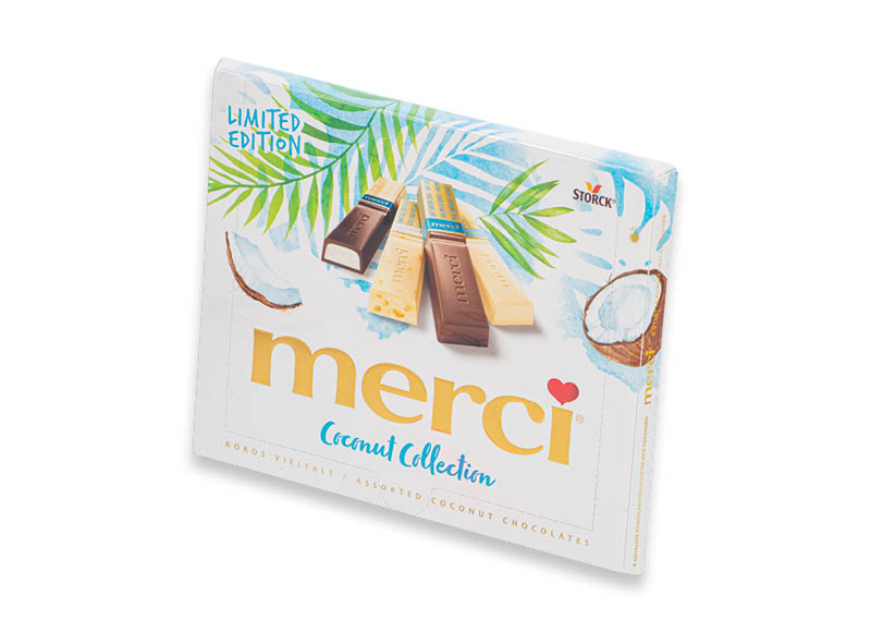 Saldainių dėžutė MERCI COCONUT
			, 
				 250 g, 19,96 Eur/kg. Pasiūlymas galioja 2023 06 18. A lygio parduotuvėse