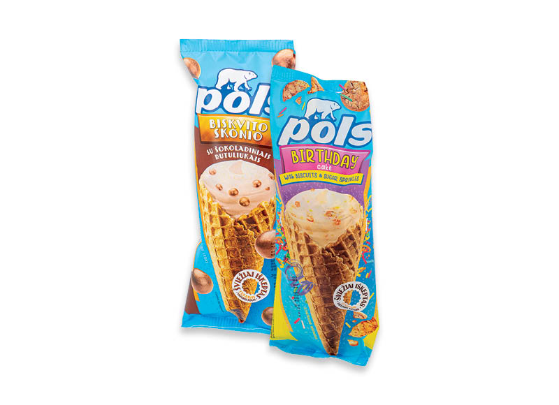 Valgomieji ledai POLS vafliniame ragelyje
			, 
				 200 ml, 2 rūšių, 4,95 Eur/l. A lygio parduotuvėse