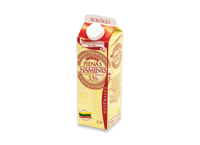 Natūralus ROKIŠKIO NAMINIS pienas
			, 
				 0,9 l, 3,5 % rieb., 1,32 Eur/l