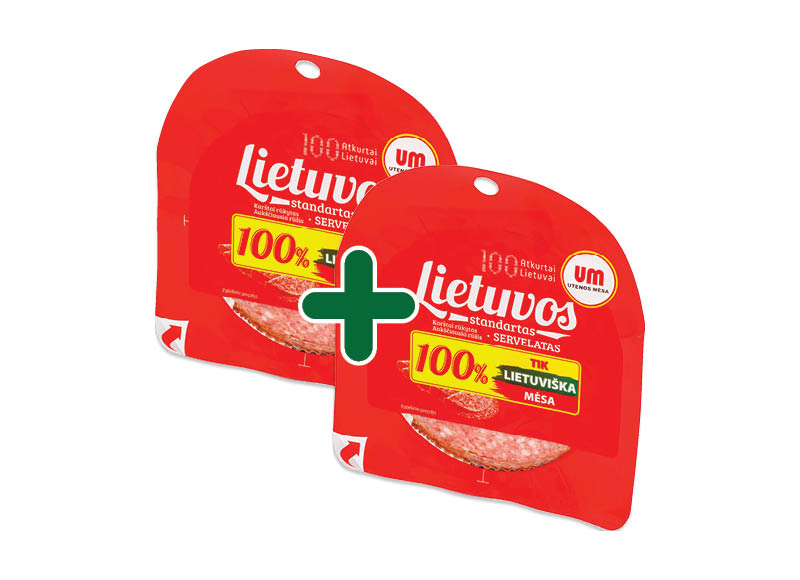 Karštai rūkyta dešra LIETUVIŠKAS STANDARTAS griežinėliais
			, 
				 200 g, a. r., 3,19 Eur/vnt.