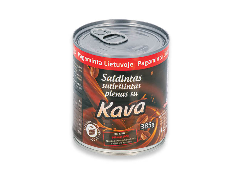 Saldintas sutirštintas pienas su kava ir cukrumi
			, 
				 385 g, 5,17 Eur/kg. A lygio parduotuvėse