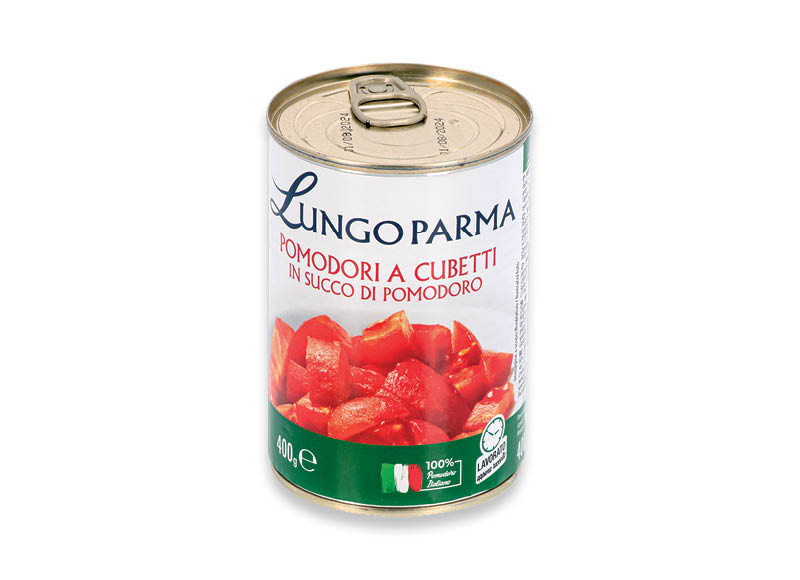 Konservuoti smulkinti pomidorai LUNGO PARMA
			, 
				 400 g, 1,88 Eur/kg