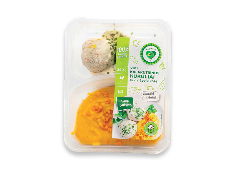 PAGAMINTA IKI virti kalakutienos kukuliai su daržovių koše
			, 
				 290 g, 11,34 Eur/kg. A lygio parduotuvėse