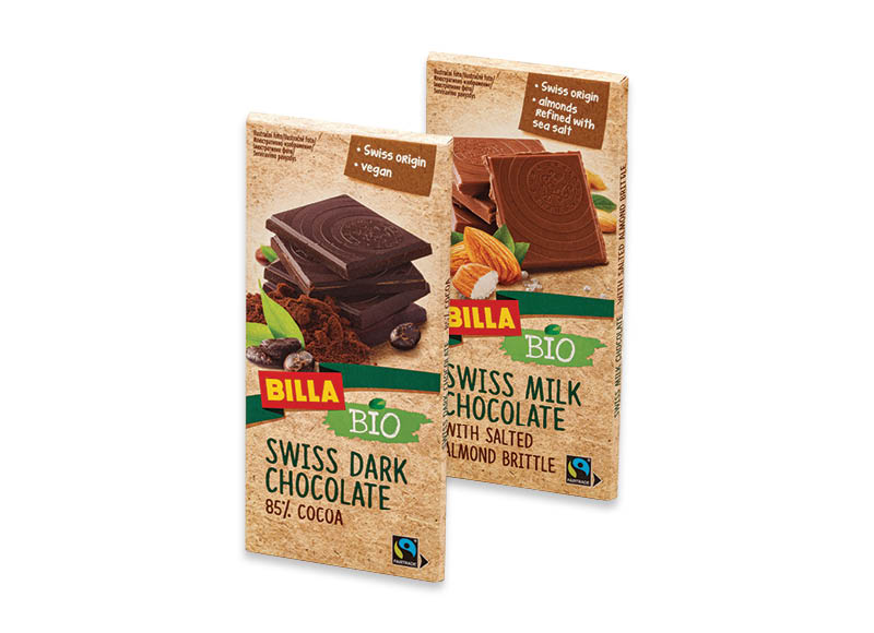 BILLA BIO šokolado plytelė
			, 
				 100 g, 2 rūšių, 19,90 Eur/kg. A lygio parduotuvėse