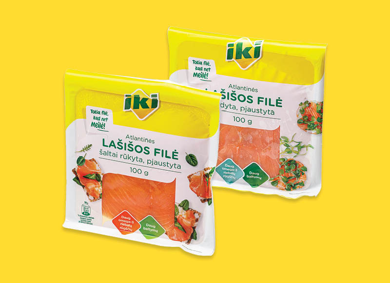 IKI sūdyta ir šaltai rūkyta atlantinių lašišų filė
,
100 g, 2 rūšių, 28,90 Eur/kg. Ir IKI EXPRESS IKI sūdyta ir šaltai rūkyta atlantinių lašišų filė
,
100 g, 2 rūšių, 28,90 Eur/kg. Ir IKI EXPRESS