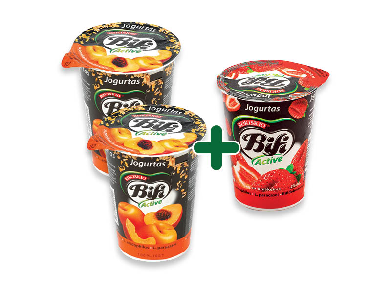 Jogurtas BIFI ACTIVE
			, 
				 360 g, 3 rūšių, 1,49 Eur/vnt.