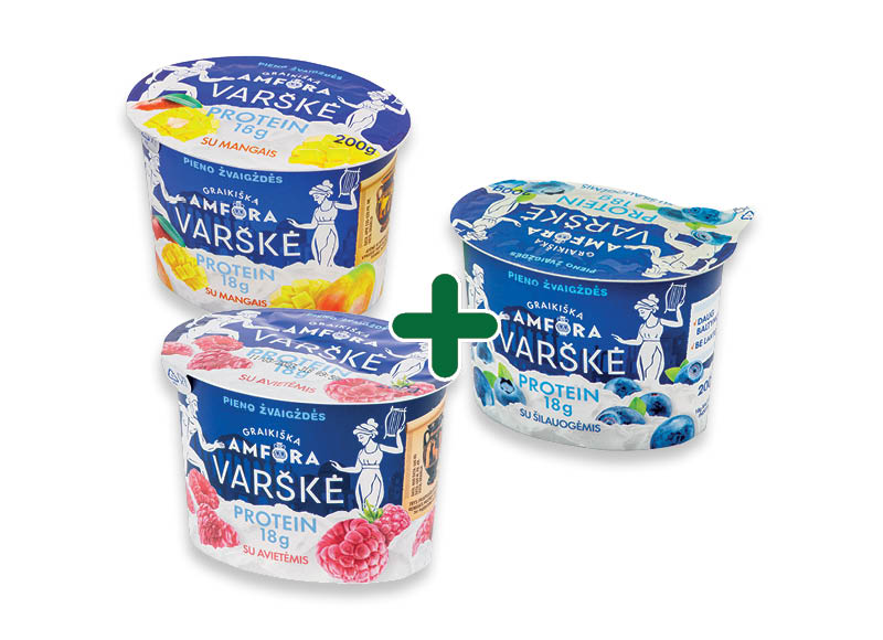 Varškė GRAIKIŠKA AMFORA PROTEIN
			, 
				 200 g, 4 rūšių, 1,55 Eur/vnt. Ir IKI EXPRESS