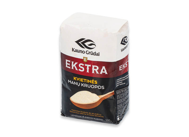 KAUNO GRŪDAI manų kruopos EKSTRA
			, 
				 500 g, 1,58 Eur/kg. A lygio parduotuvėse