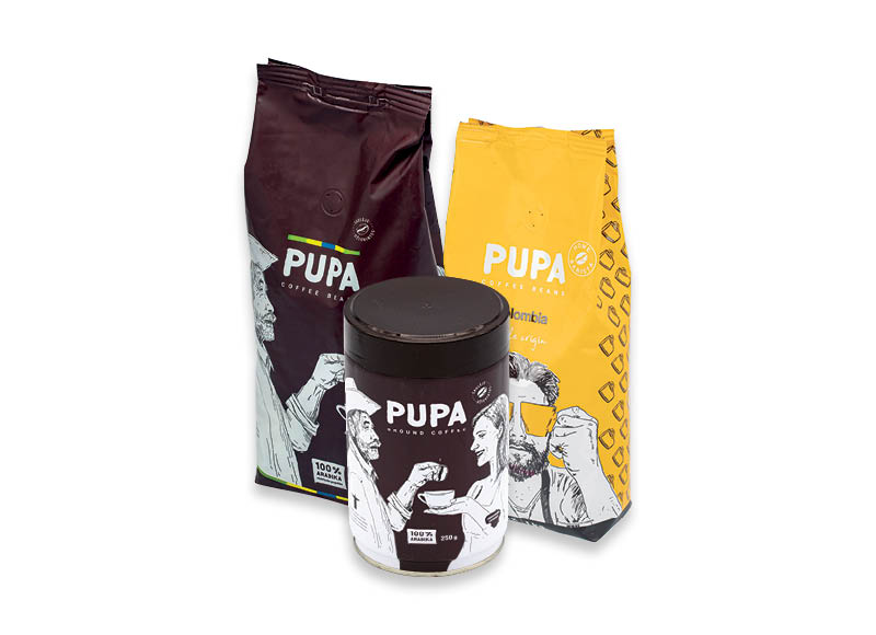 Maltai kavai, kavos pupelėms PUPA
			, 
				 250 g, 1 kg. Įvairių rūšių