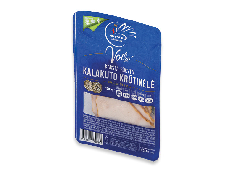 Karštai rūkyta kalakuto krūtinėlė
			, 
				 120 g, 16,58 Eur/kg. A lygio parduotuvėse