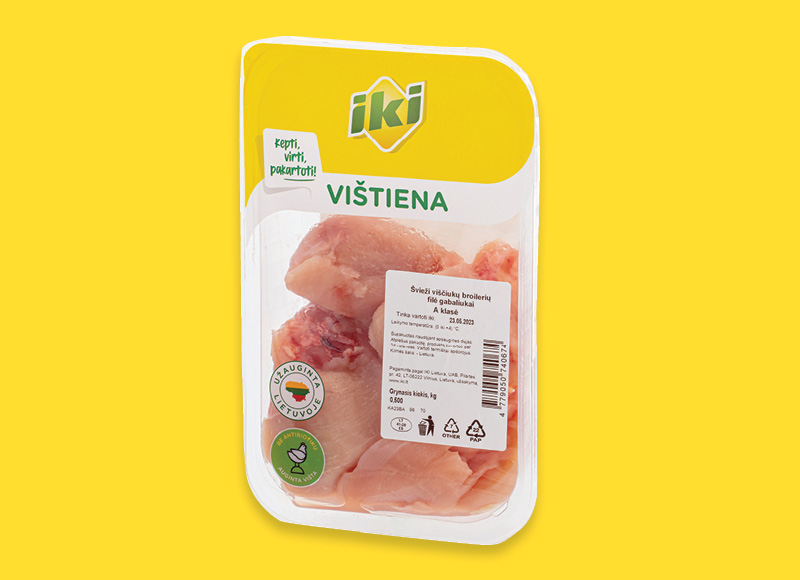 IKI švieži viščiukų broilerių filė gabaliukai
,
(užauginta be antibiotikų) 500 g, 4,98 Eur/kg IKI švieži viščiukų broilerių filė gabaliukai
,
(užauginta be antibiotikų) 500 g, 4,98 Eur/kg