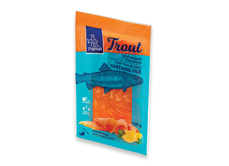 Pjaustyta šaltai rūkyta upėtakio filė ZIGMAS
			, 
				 100 g, 29,90 Eur/kg. A lygio parduotuvėse