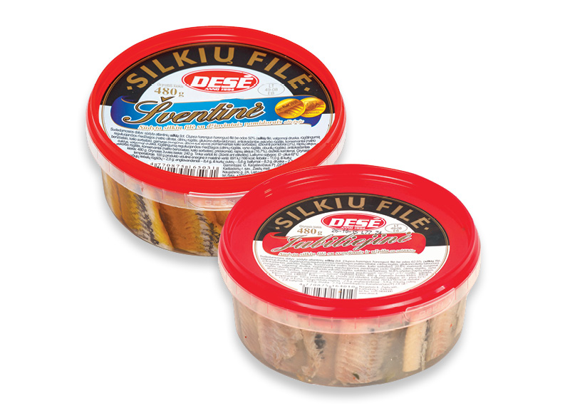 ŠVENTINĖ ir JUBILIEJINĖ silkių filė
			, 
				 480 g, 2 rūšių, 6,15 Eur/kg