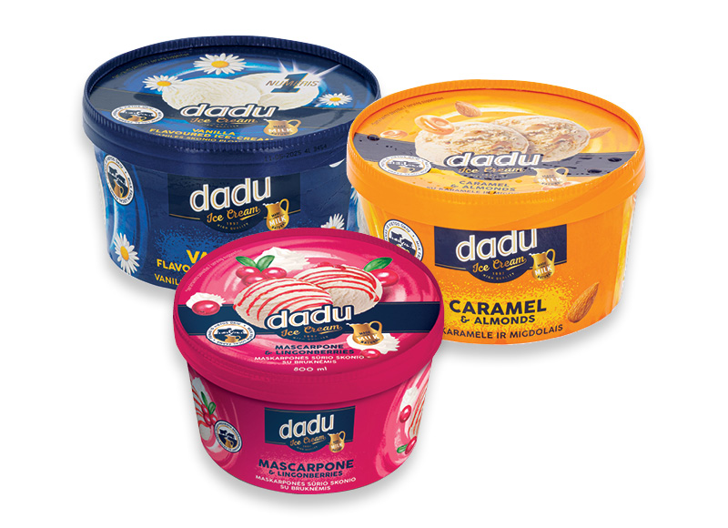 Valgomųjų ledų dėžutė DADU
			, 
				 800 ml, 3 rūšių, 4,36 Eur/l. A lygio parduotuvėse