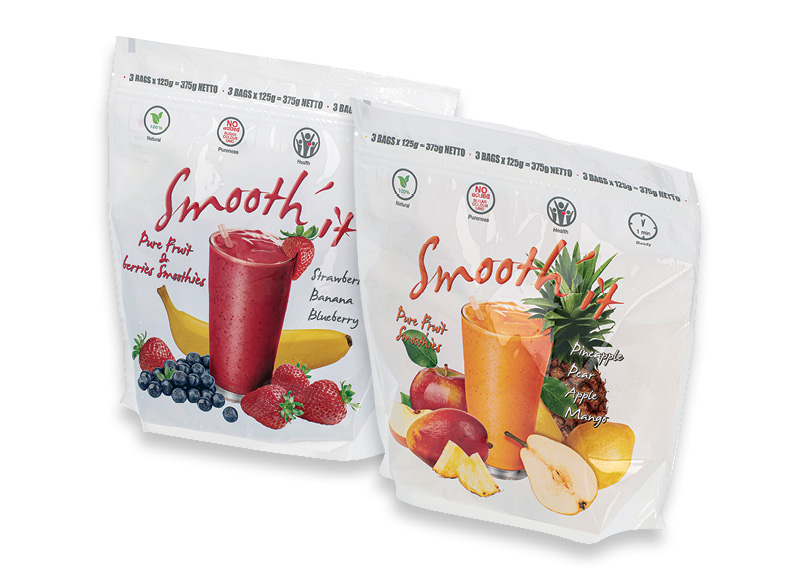Šaldyti vaisiai ir uogos kokteiliui SMOOTH’IT
			, 
				 375 g, 2 rūšių, 6,37 Eur/kg. A lygio parduotuvėse. Ir IKI EXPRESS