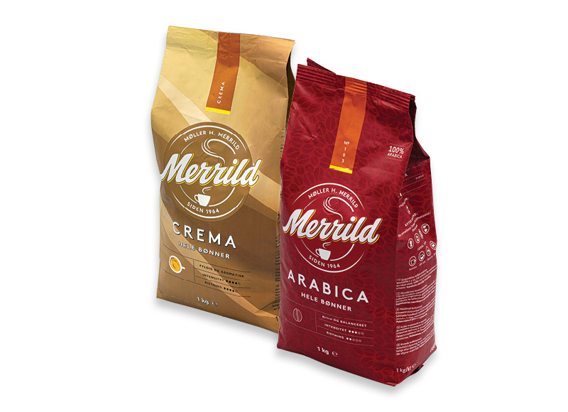 Kavos pupelės MERRILD ARABICA ir CREMA
			, 
				 1 kg, 2 rūšių. A lygio parduotuvėse