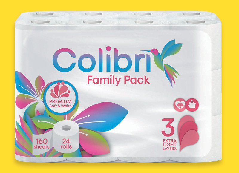 Tualetinis popierius COLIBRI FAMILY PACK
			, 
				 24 rit., 0,25 Eur/rit.