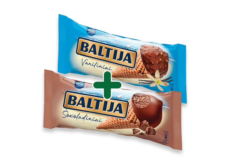 Valgomieji ledai BALTIJA vafliniame ragelyje
			, 
				 140 ml, 150 ml, 3 rūšių, 2,49 Eur/vnt. Ir IKI EXPRESS