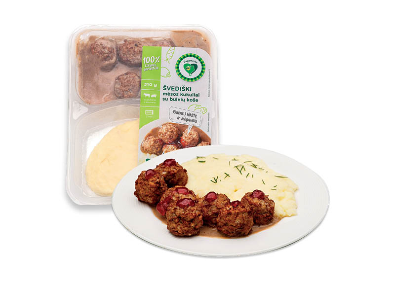 PAGAMINTA IKI ŠVEDIŠKI kukuliai su bulvių koše
			, 
				 310 g, 9,65 Eur/kg. Ir IKI EXPRESS