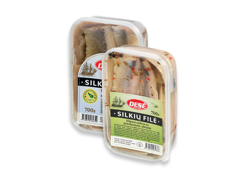 Silpnai sūdyta silkių filė DESĖ aliejuje
			, 
				 700 g, 3 rūšių, 5,70 Eur/kg