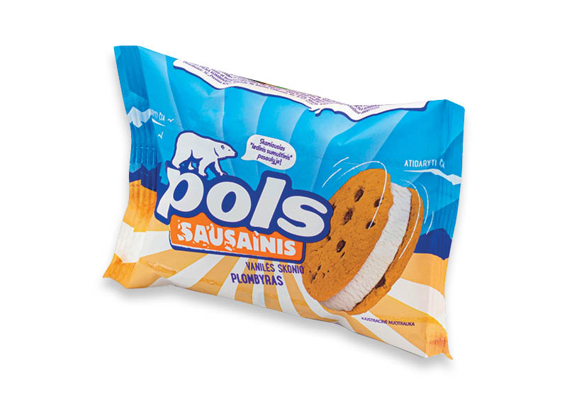 Vanilės skonio valgomieji ledai POLS tarp sausainių
			, 
				 140 ml, 7,07 Eur/l