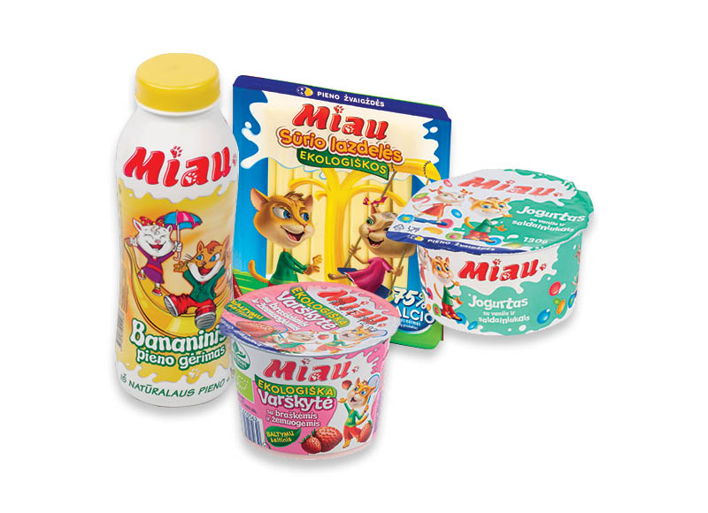 Pieno produktams MIAU
			, 
				 Įvairių rūšių. Ir IKI EXPRESS