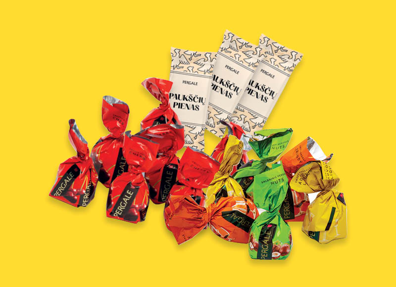 Sveriami saldainiai PERGALĖ MIX, CHERRY ir PAUKŠČIŲ PIENAS
			, 
				 1 kg, 3 rūšių
