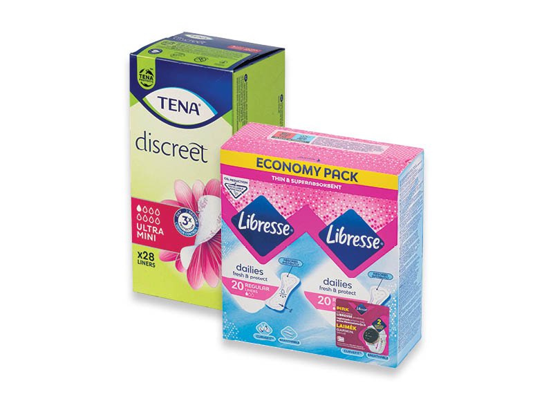 Higieniniams paketams, įklotams LIBRESSE ir TENA
			, 
				 Įvairių rūšių. Ir IKI EXPRESS