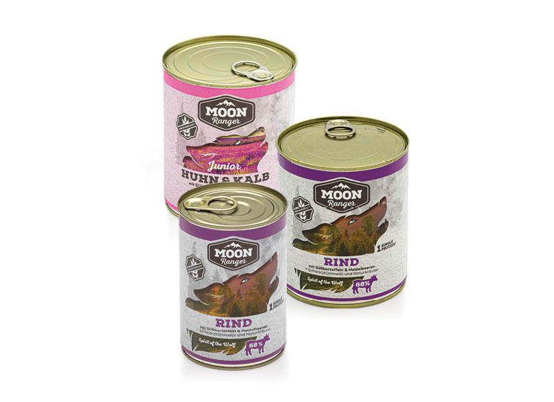 Konservuotam šunų ėdalui MOONRANGER
			, 
				 400 g, 800 g, 7 rūšių