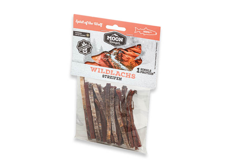 MOONRANGER džiovintos laukinių lašišų juostelės
			, 
				 70 g, 19,86 Eur/kg