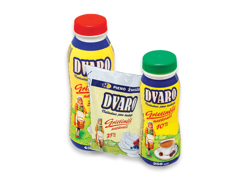 DVARO grietinėlei
			, 
				 200 ml, 250 ml, 450 ml, 500 ml, 4 rūšių. Ir IKI EXPRESS