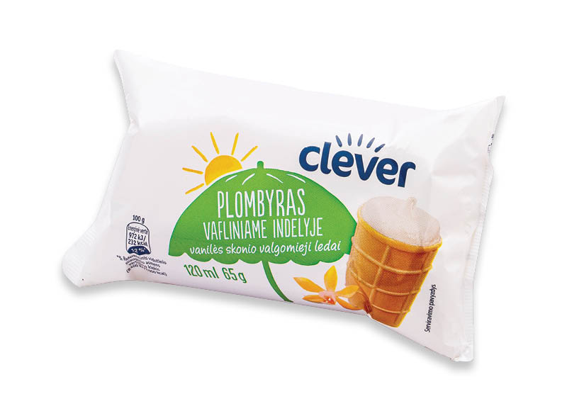 CLEVER vanilės skonio plombyras vafliniame puodelyje
			, 
				 120 ml, 3,25 Eur/l