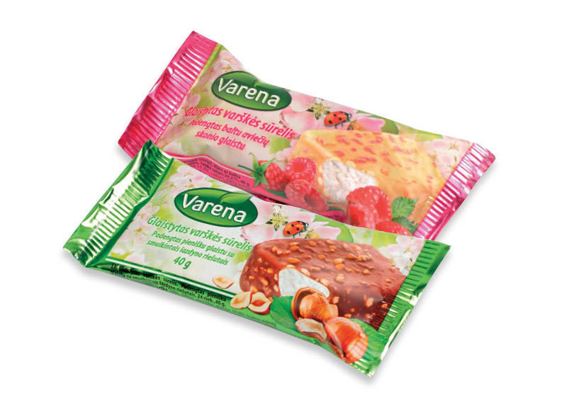 Glaistytas varškės sūrelis VARĖNA
			, 
				 40 g, 2 rūšių, 11,25 Eur/kg