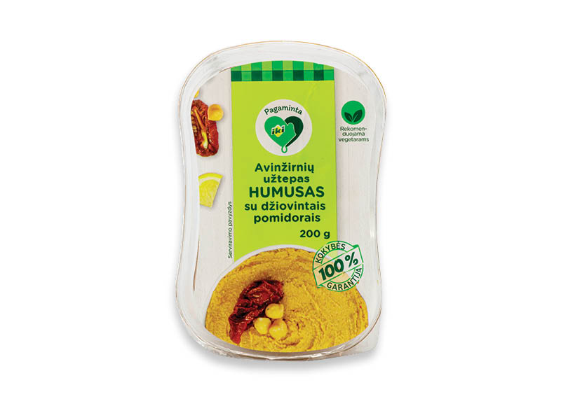 PAGAMINTA IKI avinžirnių užtepas HUMUSAS su saulėje džiovintais pomidorais
			, 
				 200 g, 10,95 Eur/kg