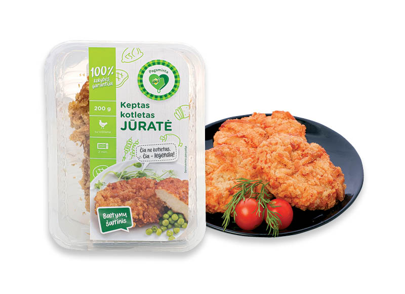 PAGAMINTA IKI keptas JŪRATĖS kotletas
			, 
				 200 g, 14,95 Eur/kg. Ir IKI EXPRESS
