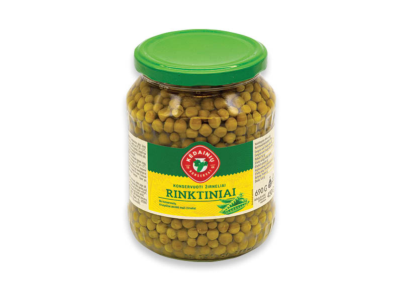 Konservuoti KĖDAINIŲ RINKTINIAI žalieji žirneliai
			, 
				 690 g, 1,72 Eur/kg