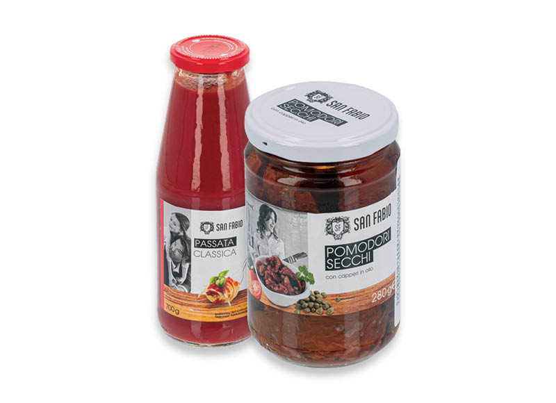 Konservuotiems pomidorams SAN FABIO
			, 
				 280 g, 400 g, 700 g, 4 rūšių