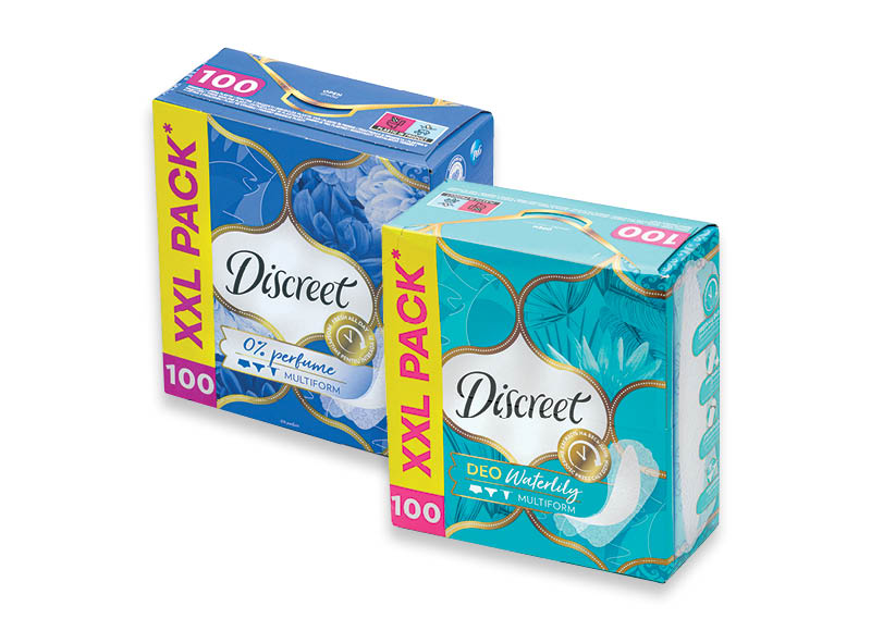 Higieniniai įklotai DISCREET
			, 
				 100 vnt., 2 rūšių, 0,04 Eur/vnt.