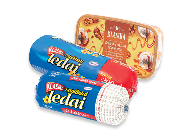 Valgomiesiems ledams KLASIKA
			, 
				 0,5 l, 1 l, 4 rūšių. Ir IKI EXPRESS